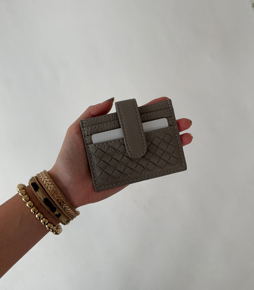 Boston woven card holder - Grey