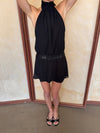 olene halterneck dress with sequins – Black