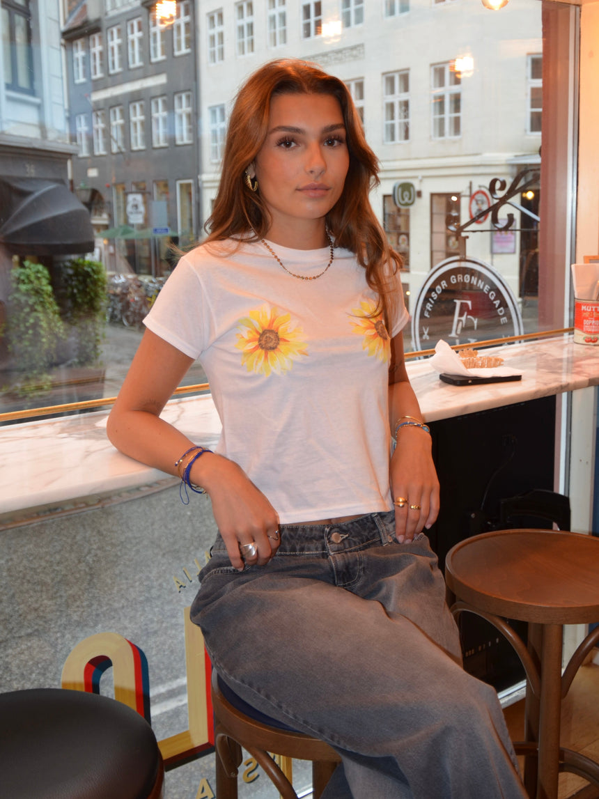 "Sunflowers" baby tee - White