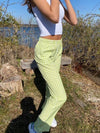 Straight satin bukser lysegrøn tern