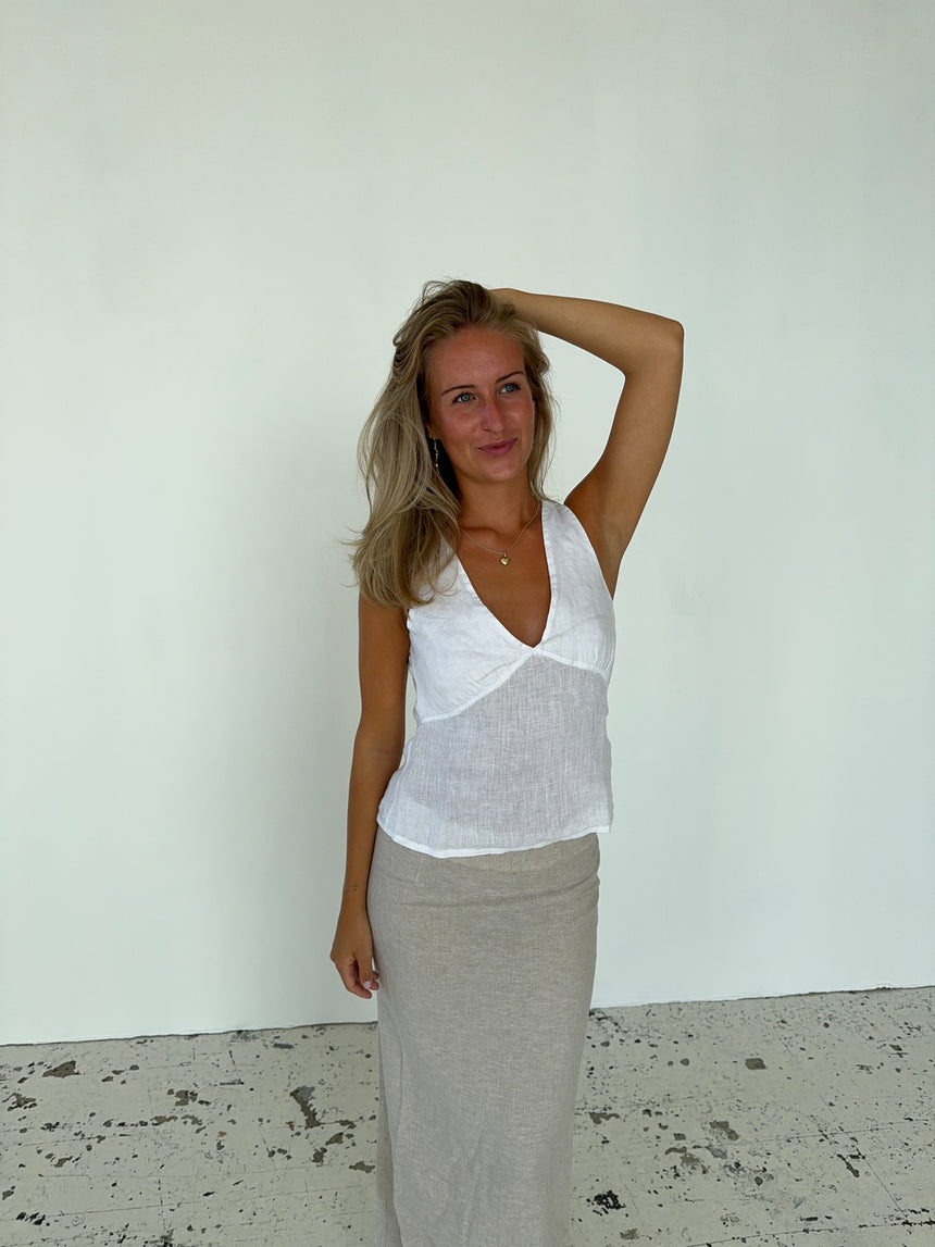 Emina linen top - White