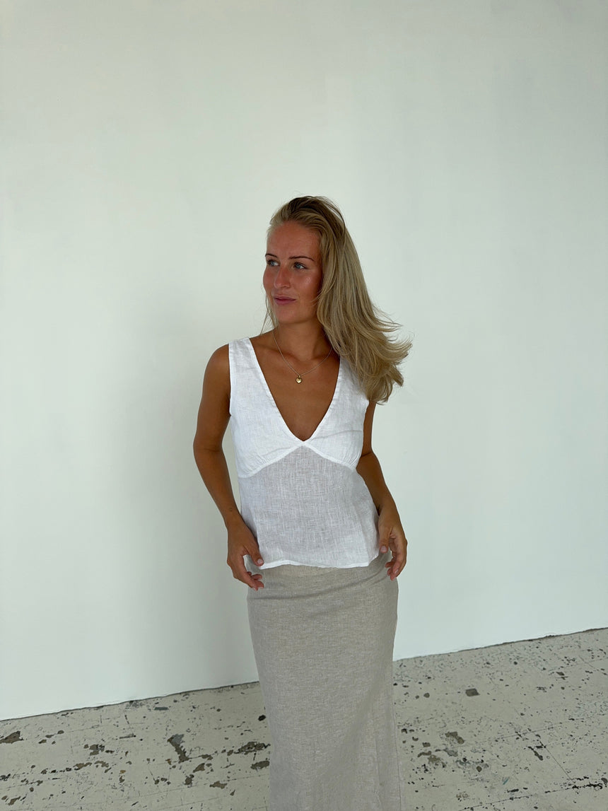 Emina linen top - White