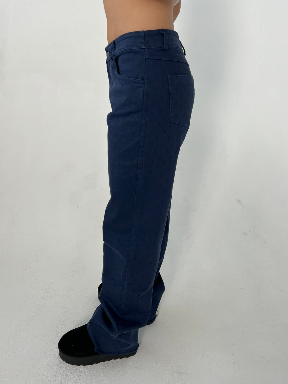 Gabardin jacquard pants - Navy