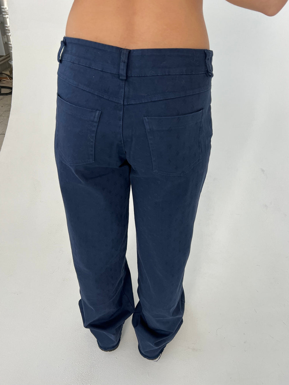 Gabardin jacquard pants - Navy