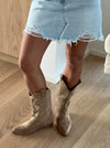 Bassau cowboy boots in beige imitated suede