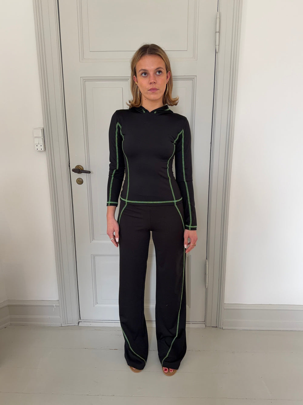 Zola hooded blouse - Black/green