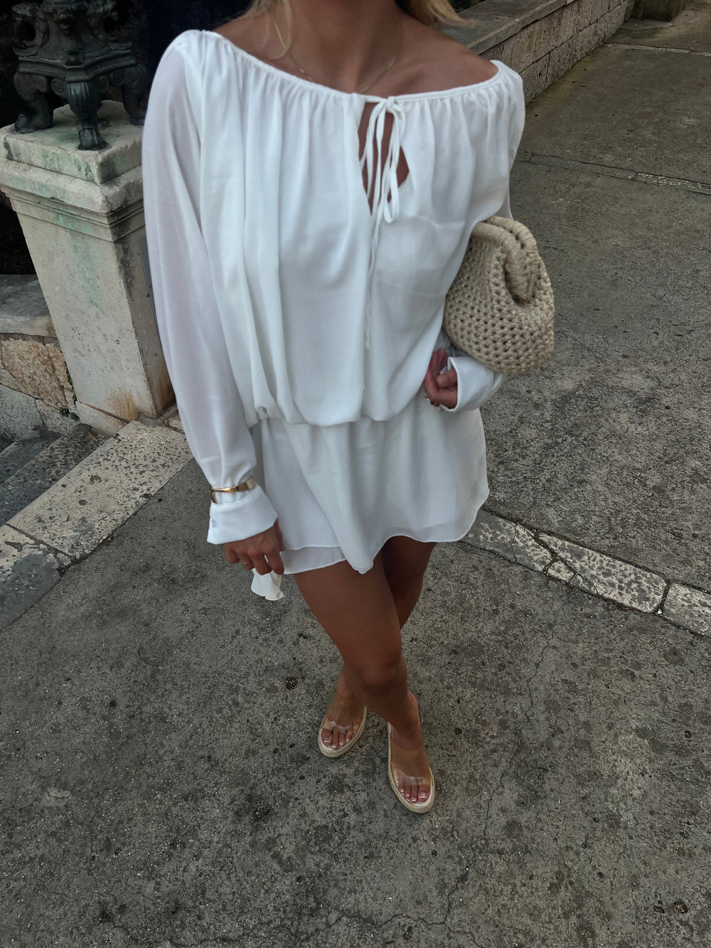 aveline off the shoulder dress Aveline A-line Princess Wedding Dress With Off-shoulder Sleeves and Deep Neckline Custom Size Bridal Gown