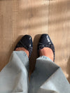 Zamora ballet flats with pattern and bow - Navy