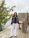 Flavia cardigan with stripes - Black/off white
