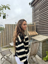 Flavia cardigan with stripes - Black/off white