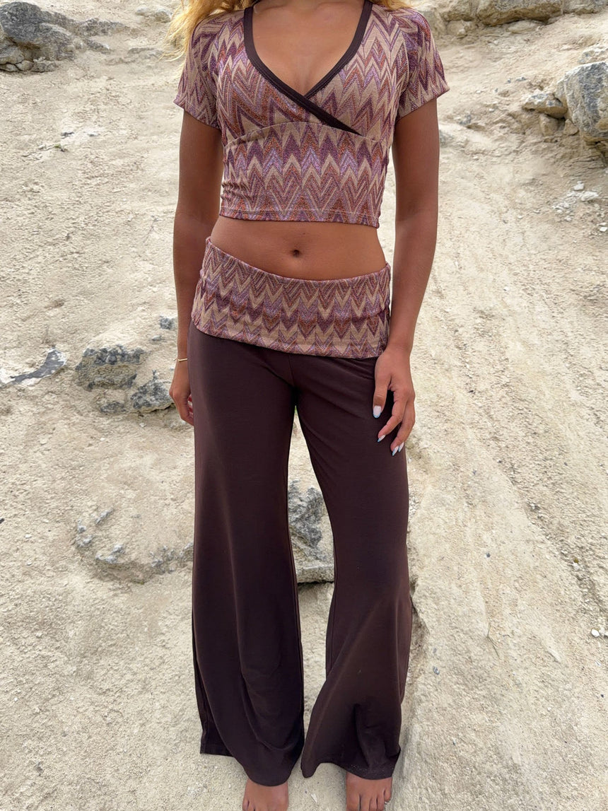 Cosimana pants with glitter waistband – Brown