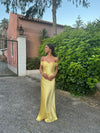Andie off shoulder satin dress - Yellow
