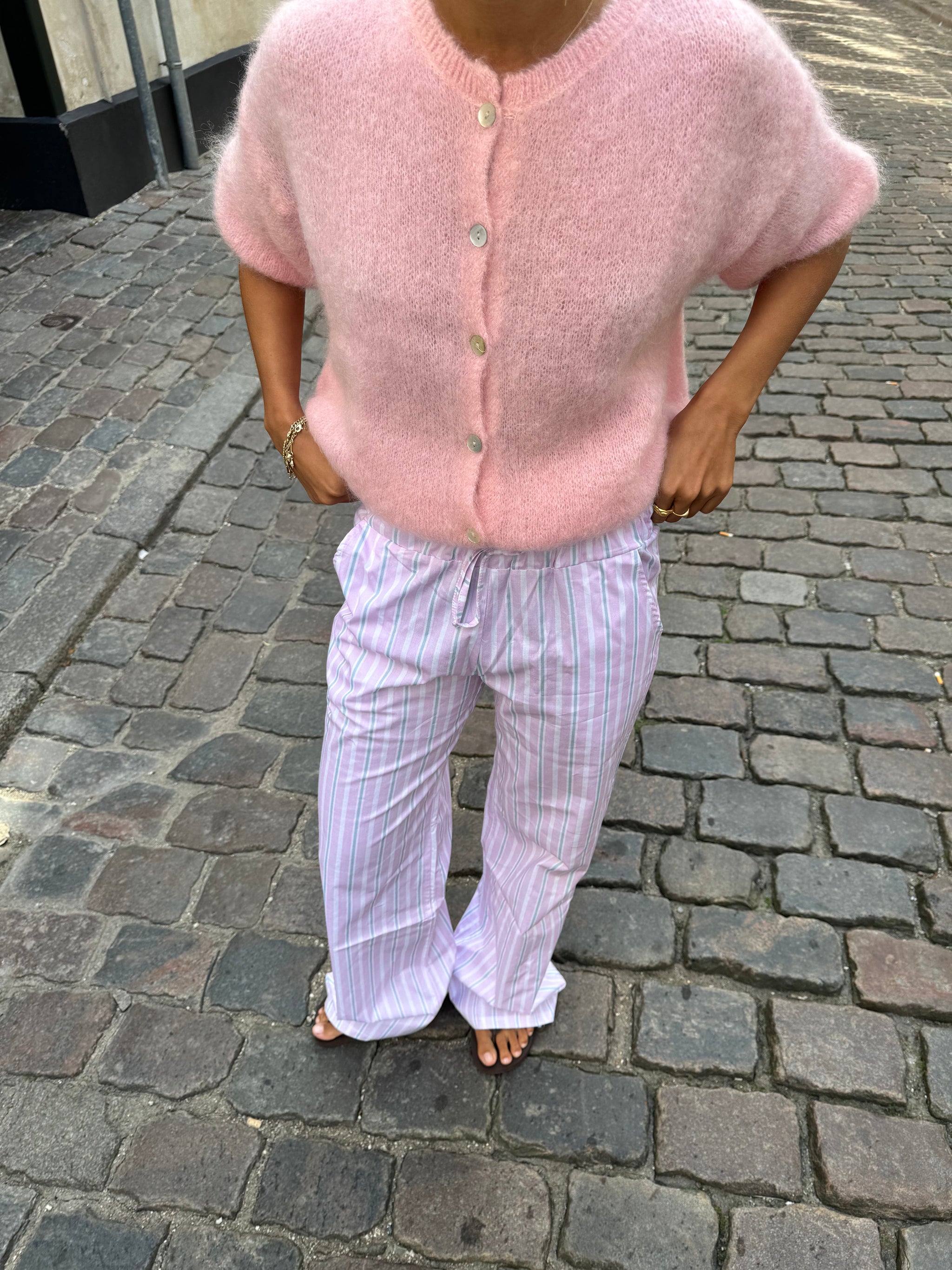 アダムエロペ モヘアカーディガン ピンク