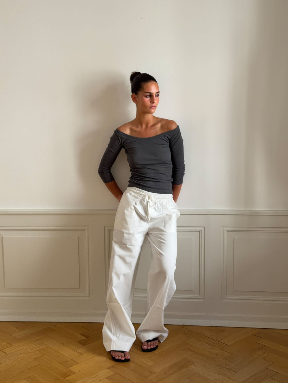 Lucille Pants with drawstring closure - White