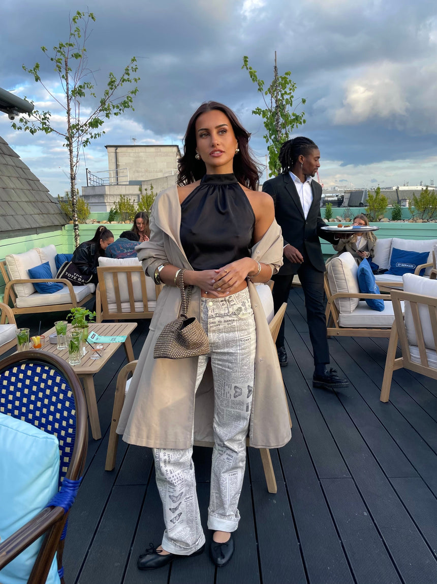 Frida halterneck top with open back - Black