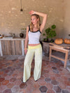 Suza pants with ribbed waist - Yellow