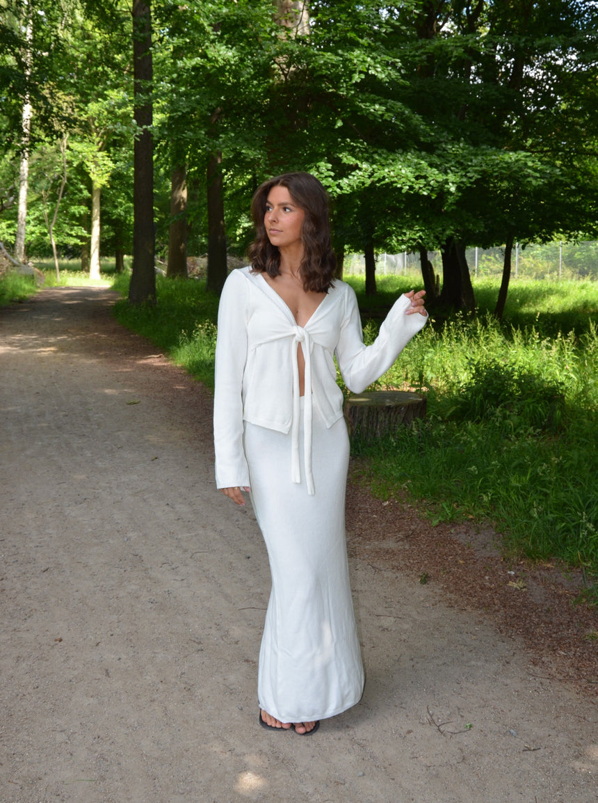 Ines knitted blouse with ties - White