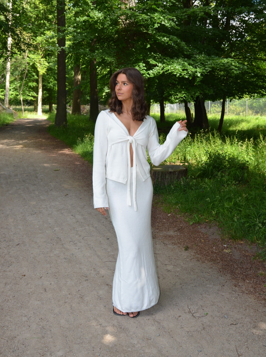 Ines knitted maxi skirt - White