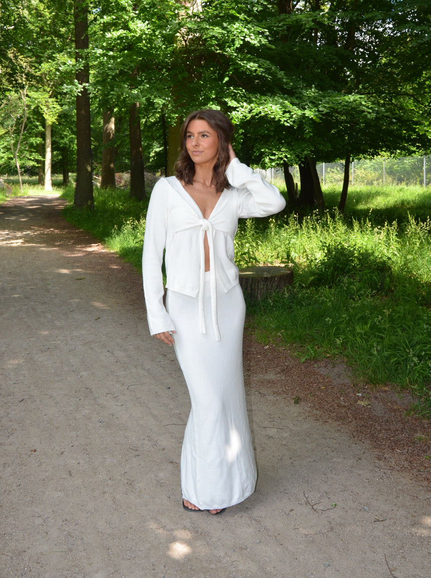Ines knitted maxi skirt - White