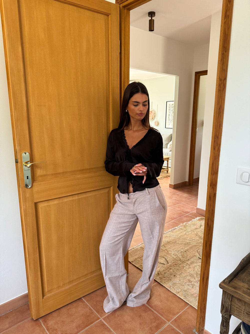 Nanna satin blouse - Black