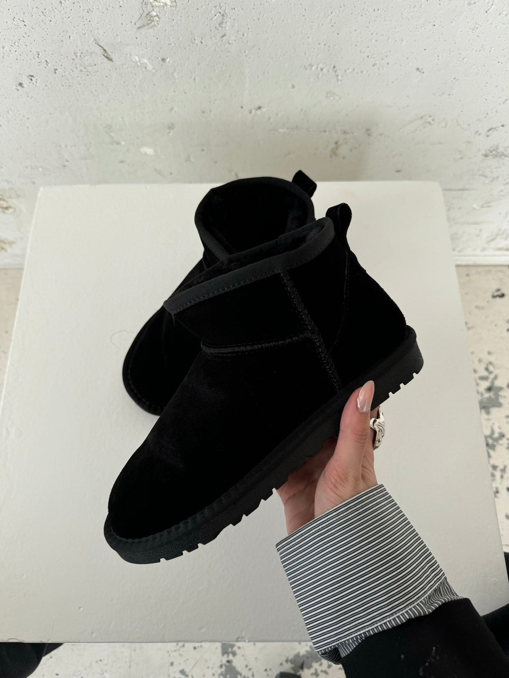 Malabo teddy boots short - Black