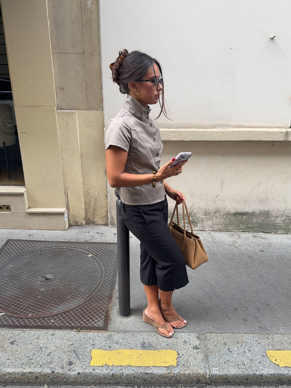 Maxim shirt with buttons - Taupe