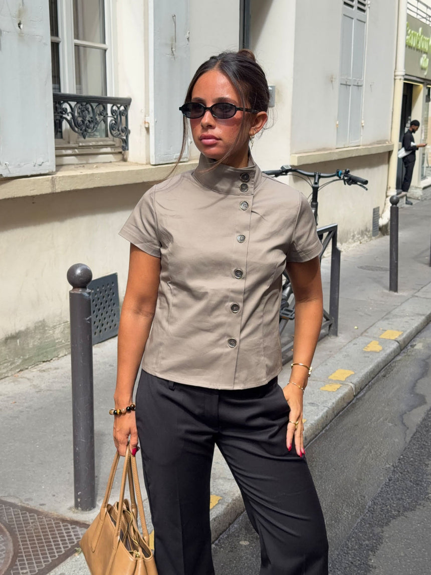 Maxima shirt with buttons - Taupe