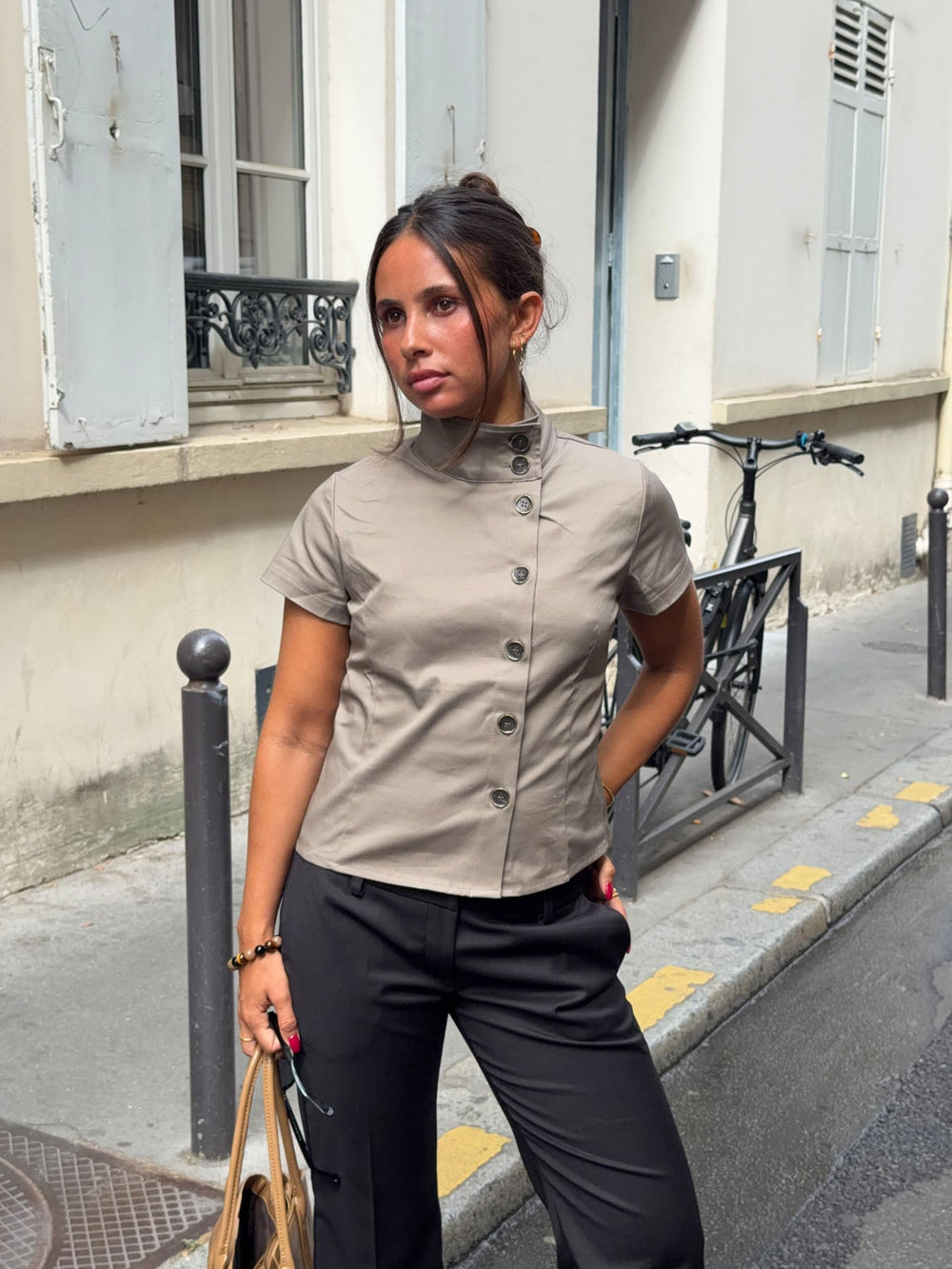 Maxim shirt with buttons - Taupe