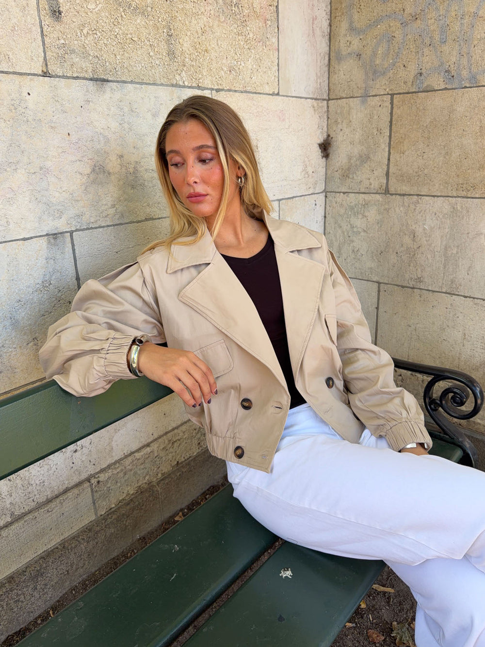 Millie cropped trench coat - Beige