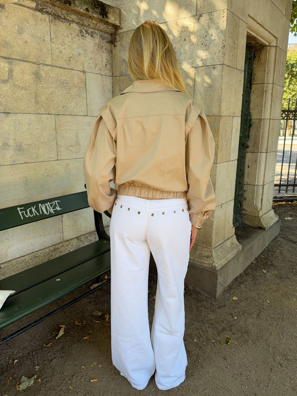 Millie cropped trench coat - Beige