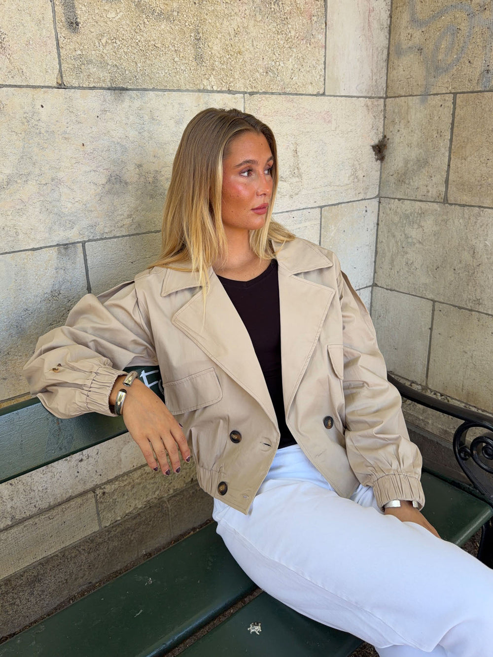 Millie cropped trench coat - Beige