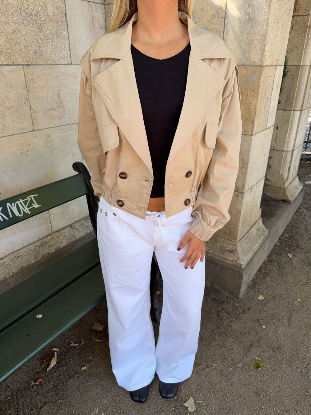 Millie cropped trench coat - Beige