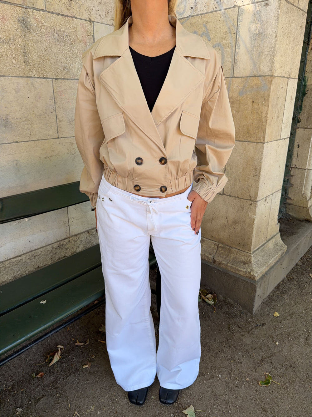 Millie cropped trench coat - Beige