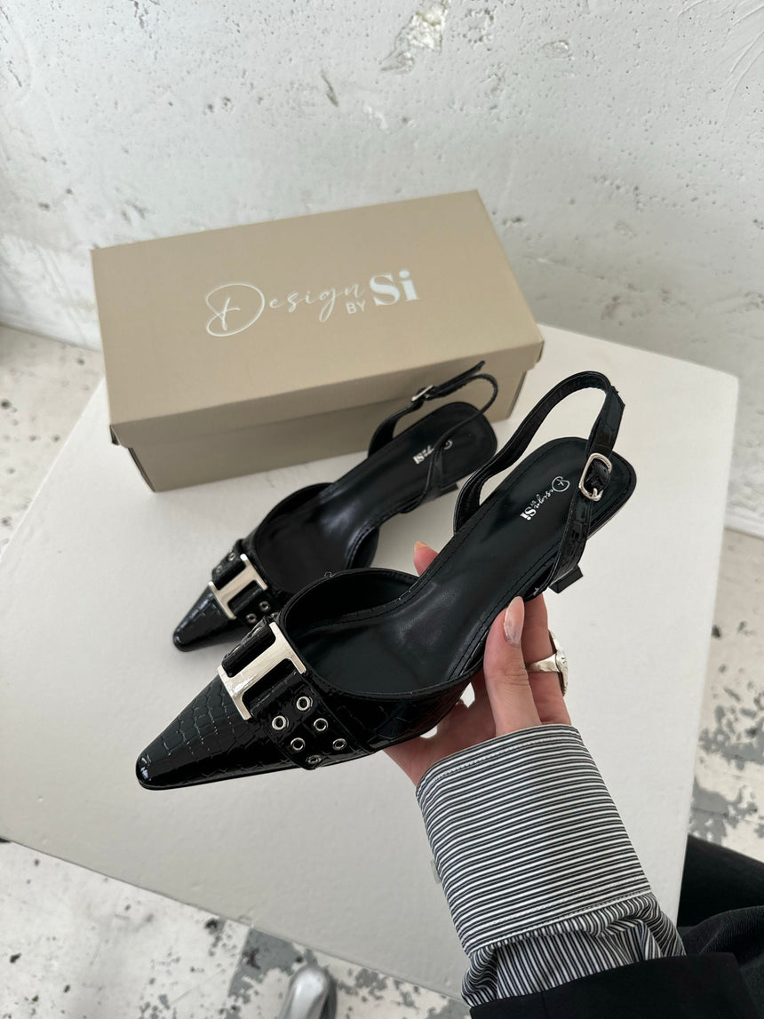 Nida slingback heels with buckle - Black