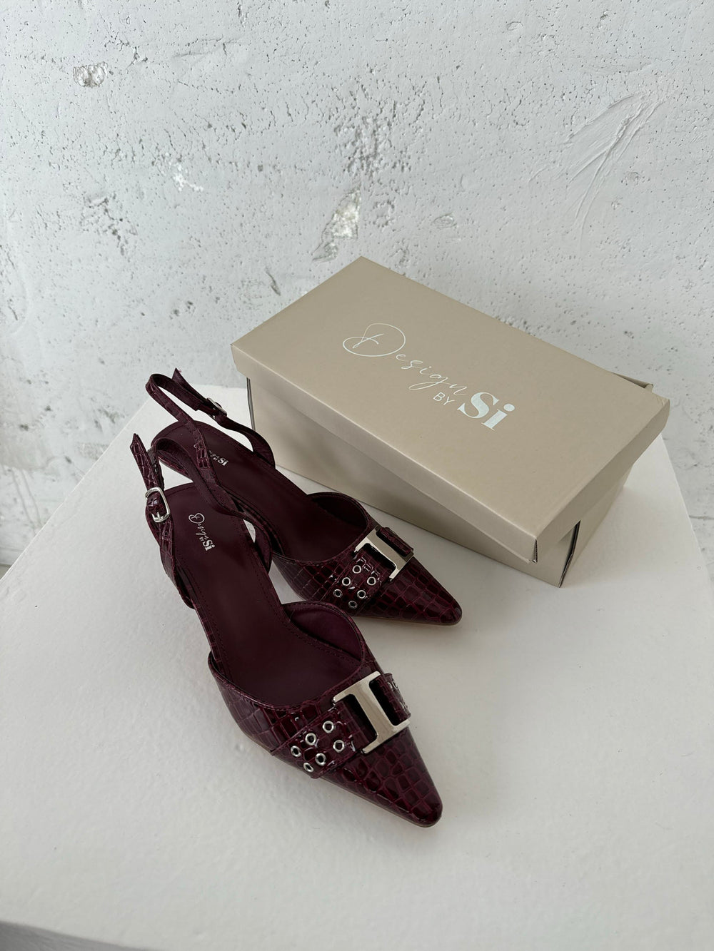 Nida slingback heels with buckle - Burgundy Designbysi.se Nida slingback heels with buckle - Burgundy Designbysi.se
