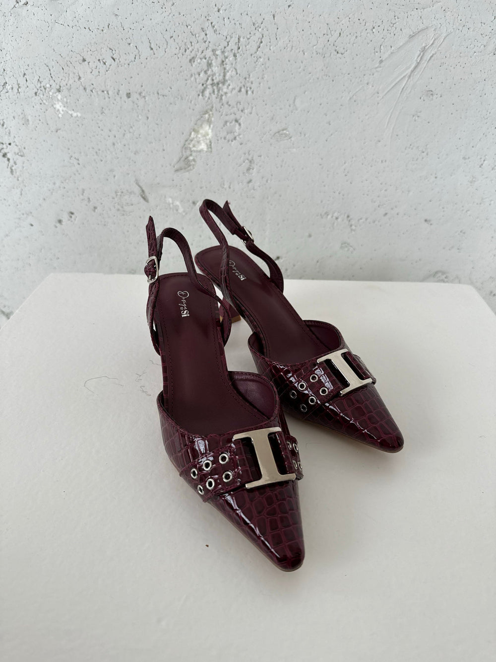 Nida slingback heels with buckle - Burgundy