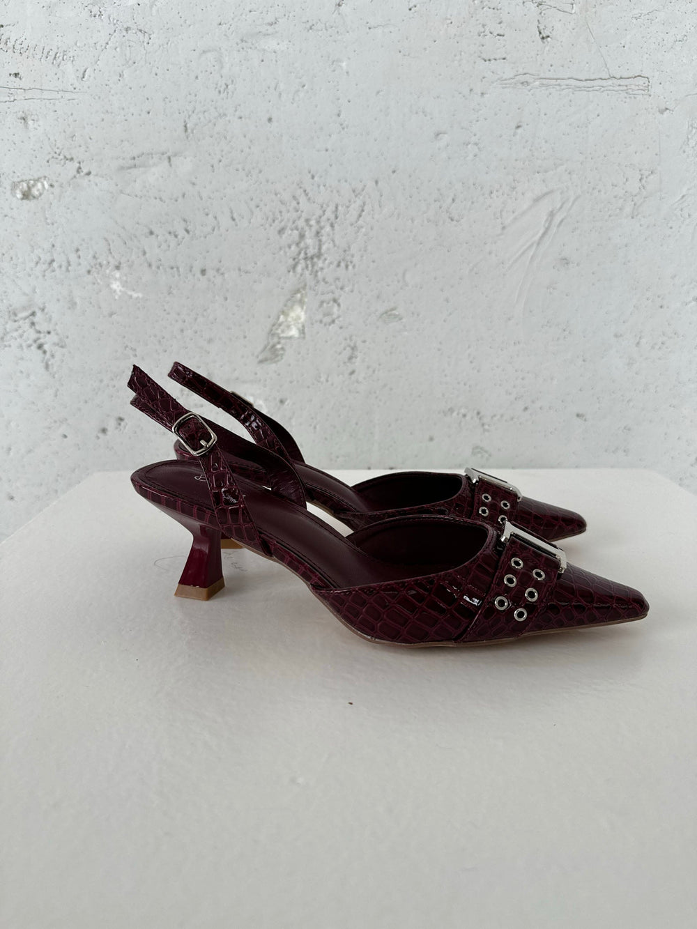 Nida slingback heels with buckle - Burgundy