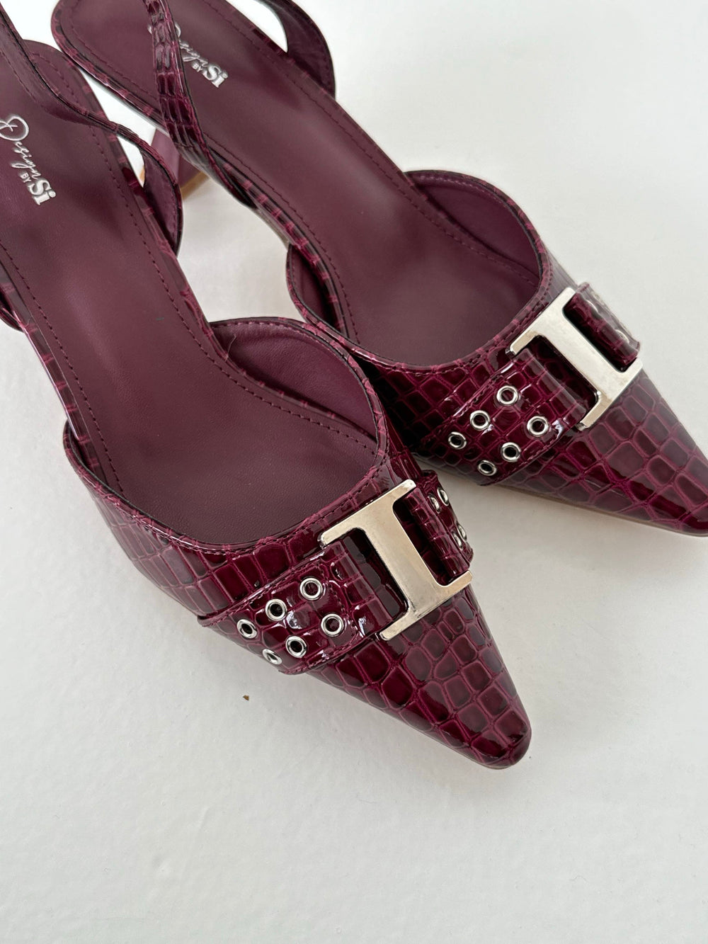 Nida slingback heels with buckle - Burgundy