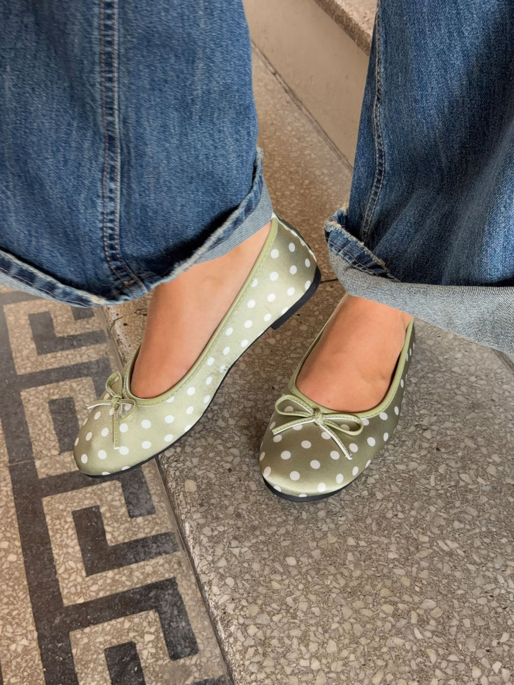 Novalie ballerina with polka dots - Green/white