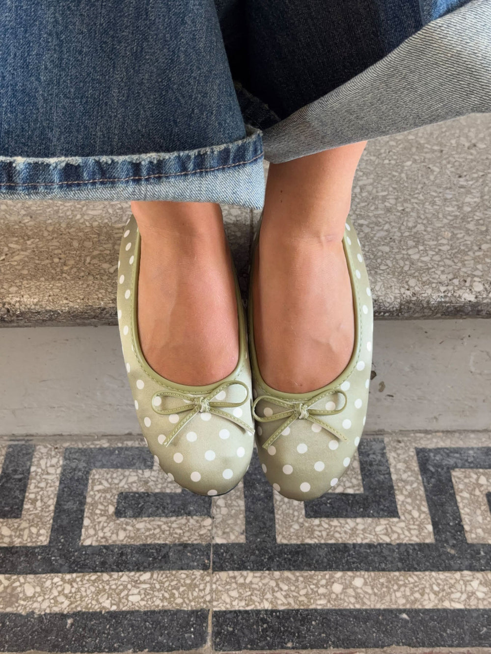 Novalie ballerina with polka dots - Green/white