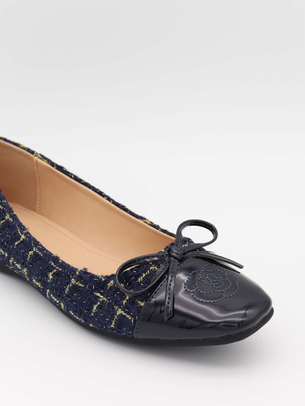 Zamora ballet flats with pattern and bow - Navy