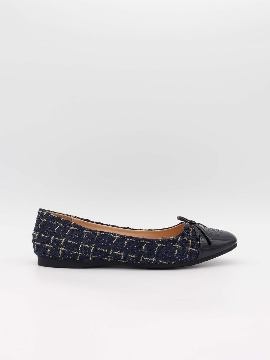 Zamora ballet flats with pattern and bow - Navy