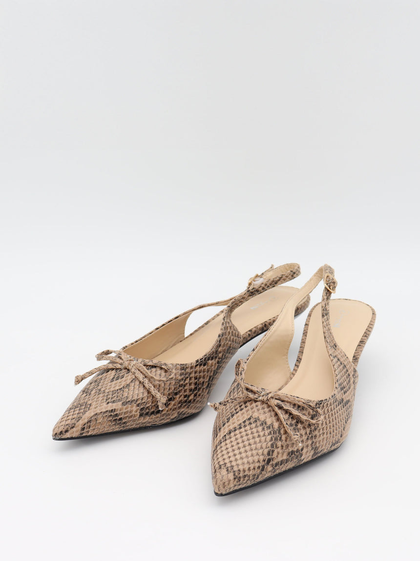 Mojsa mules with snake print – Beige