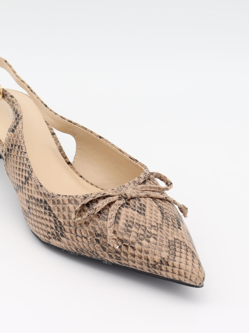 Mojsa mules with snake print – Beige