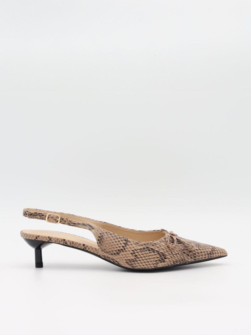 Mojsa mules with snake print – Beige