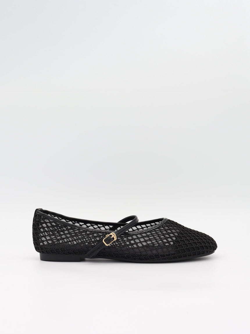 Tilda ballerinas in net material with strap - Black