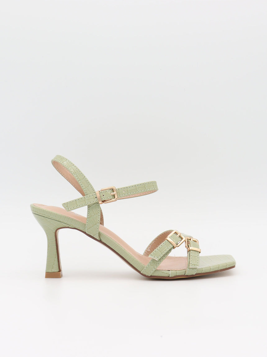 Katianna heels with buckle details – Pastel Green