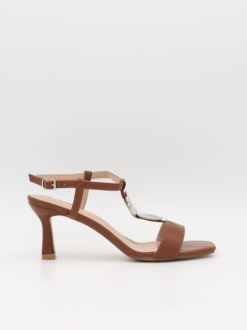 Spania heels with silver details – Brown