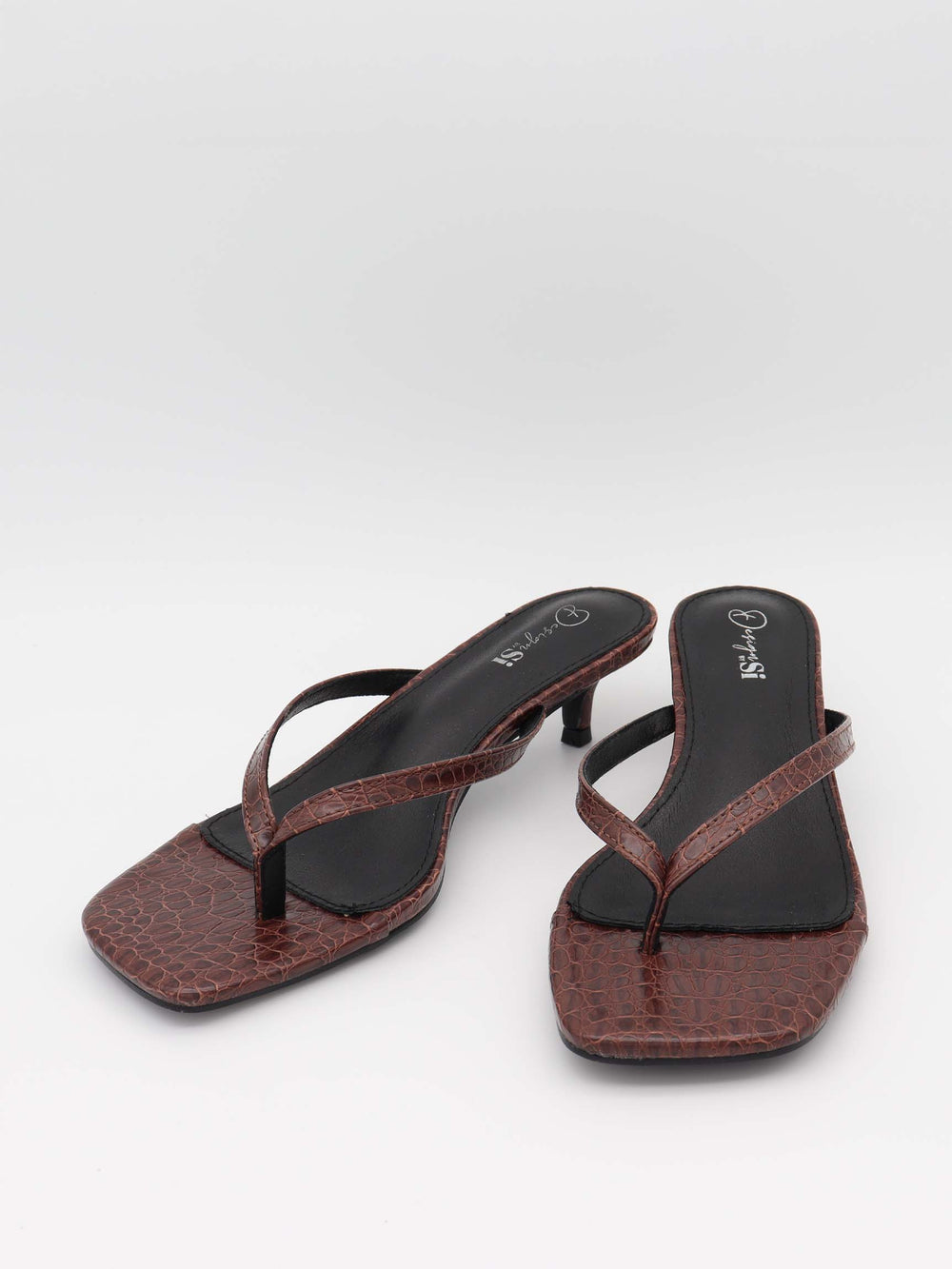 Safine mules with crocodile print – Brown