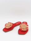 Minna sandals with floral detail – Orange/gold